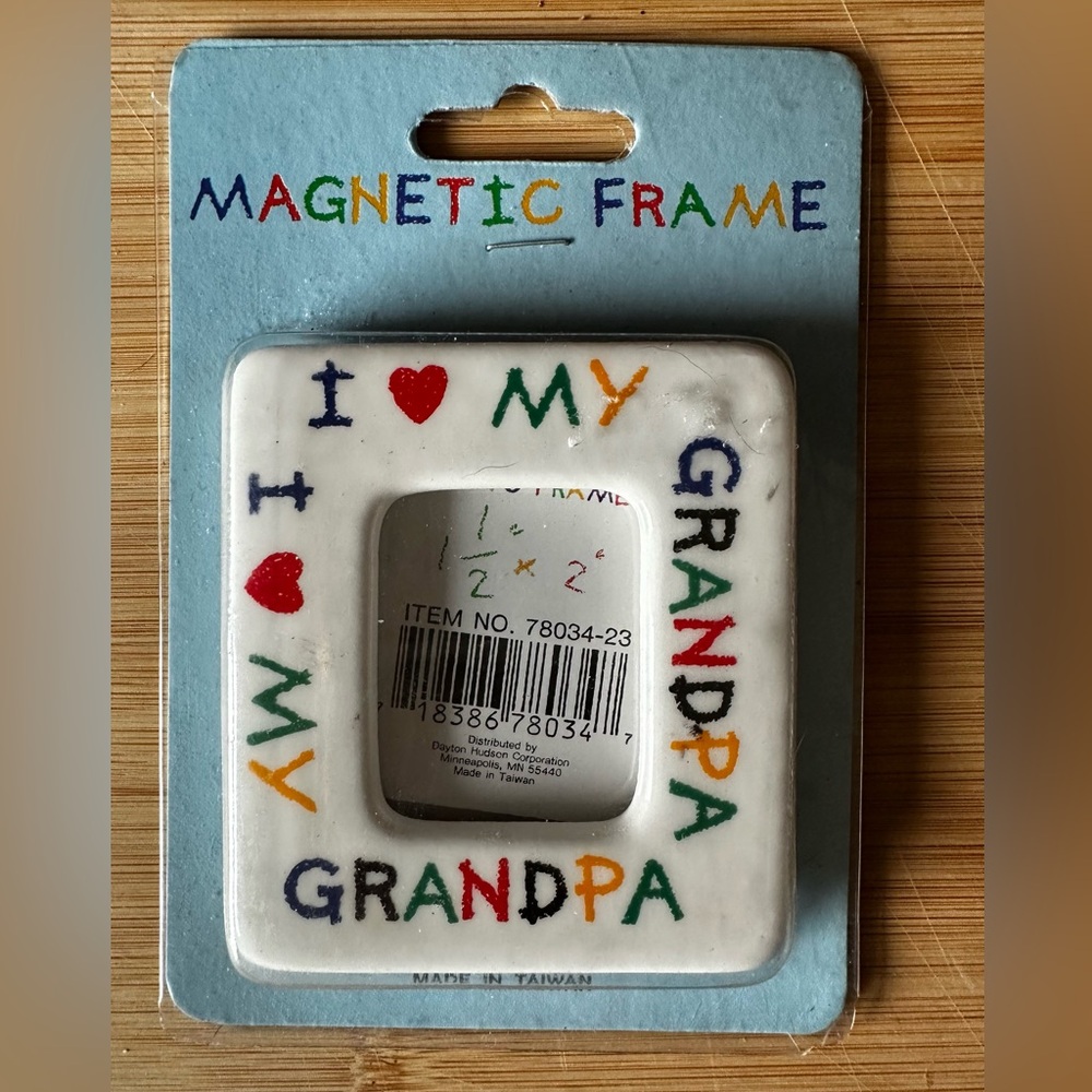 Retro Fridge Magnet Colorful I Love My Grandpa Ceramic Picture Frame 1 1/2” x 2”
